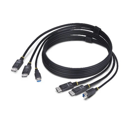 StarTech.com 6ft (1.8m) Dual-DisplayPort and USB 5Gbps KVM Cable, 4K 60Hz, Universally Compatible DP 1.2/USB 3.0 Combo Cable for Dual-Monitor KVM Switches, 1.8 m, USB, USB, DisplayPort, Black, 2 x DisplayPort + USB 3.2 Type-A