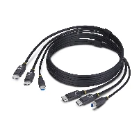 StarTech.com 6ft (1.8m) Dual-DisplayPort and USB 5Gbps KVM Cable, 4K 60Hz, Universally Compatible DP 1.2/USB 3.0 Combo Cable for Dual-Monitor KVM Switches, 1.8 m, USB, USB, DisplayPort, Black, 2 x DisplayPort + USB 3.2 Type-A