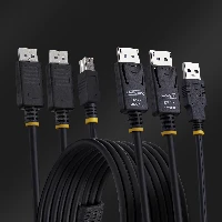 StarTech.com 6ft (1.8m) Dual-DisplayPort and USB 5Gbps KVM Cable, 4K 60Hz, Universally Compatible DP 1.2/USB 3.0 Combo Cable for Dual-Monitor KVM Switches, 1.8 m, USB, USB, DisplayPort, Black, 2 x DisplayPort + USB 3.2 Type-A