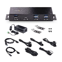 StarTech.com 7-Port Industrial USB 10Gbps Hub with Power Adapter, Metal, Mountable, 5x USB-A and 2x USB-C Downstream Ports, ESD Protection, Powered USB Hub, TAA, USB 3.2 Gen 2 (3.1 Gen 2) Type-C, USB 3.2 Gen 2 (3.1 Gen 2) Type-A, USB 3.2 Gen 2 (3.1 Gen 2) Type-C, 10000 Mbit/s, Black, Steel, 15 kV