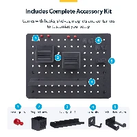 StarTech.com 1612B-DESK-PEGBOARD, Black, 420 mm, 48.5 mm, 320 mm, 2.6 kg, 456 mm
