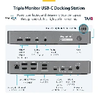 StarTech.com Triple-Monitor USB-C Docking Station, 140W Laptop Charging Dock for MacBook Pro and Windows, 4K 60Hz HDMI or DisplayPort, TAA, Wired, USB 3.2 Gen 1 (3.1 Gen 1) Type-C, 3.5 mm, 10,100,1000,2500 Mbit/s, Grey, 10 Gbit/s