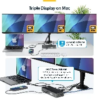 StarTech.com Triple-Monitor USB-C Docking Station, 140W Laptop Charging Dock for MacBook Pro and Windows, 4K 60Hz HDMI or DisplayPort, TAA, Wired, USB 3.2 Gen 1 (3.1 Gen 1) Type-C, 3.5 mm, 10,100,1000,2500 Mbit/s, Grey, 10 Gbit/s