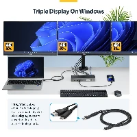 StarTech.com Triple-Monitor USB-C Docking Station, 140W Laptop Charging Dock for MacBook Pro and Windows, 4K 60Hz HDMI or DisplayPort, TAA, Wired, USB 3.2 Gen 1 (3.1 Gen 1) Type-C, 3.5 mm, 10,100,1000,2500 Mbit/s, Grey, 10 Gbit/s