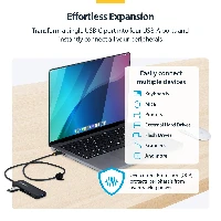 StarTech.com 4-Port USB-C Hub, 5Gbps, Bus Powered, USB-C to 4x USB-A Mini Hub, Extra Long 2ft/61cm Host Cable, PCR Plastic, Portable Desktop / Laptop USB Hub, USB 3.2 Gen 1 (3.1 Gen 1) Type-C, USB 3.2 Gen 1 (3.1 Gen 1) Type-A, 5000 Mbit/s, Black, Plastic, Round cable