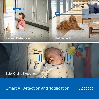 TP-Link Tapo Pan/Tilt AI Home Security Wi-Fi Camera, IP security camera, Indoor, Wireless, Amazon Alexa & Google Assistant, Ceiling/Wall/Desk, White