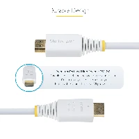 StarTech.com 10ft (3m) Premium Certified High Speed HDMI Cable, 4K 60Hz/1440p 144Hz, HDR10/HDCP 2.2/ARC, 18Gbps, UHD HDMI 2.0 Cord for TV/Monitor/Display, TPE Jacket, White, 3 m, HDMI Type A (Standard), HDMI Type A (Standard), 18 Gbit/s, Audio Return Channel (ARC), White