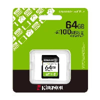 Kingston Technology 64GB SDXC Canvas Select Plus Gen3 100MB/s C10 UHS-I U1 V10, 64 GB, SD, Class 10, UHS-I, 100 MB/s, Class 1 (U1)