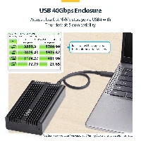 StarTech.com USB4 M.2 NVMe Enclosure, 40Gbps, External USB-C/Thunderbolt NVMe SSD Enclosure, Aluminum Heatsink Case, B+M/M-Key, SSD enclosure, M.2, PCI Express, 40 Gbit/s, USB connectivity, Black