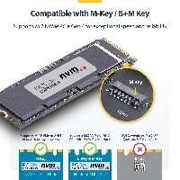 StarTech.com USB4 M.2 NVMe Enclosure, 40Gbps, External USB-C/Thunderbolt NVMe SSD Enclosure, Aluminum Heatsink Case, B+M/M-Key, SSD enclosure, M.2, PCI Express, 40 Gbit/s, USB connectivity, Black