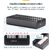 StarTech.com USB4 M.2 NVMe Enclosure, 40Gbps, External USB-C/Thunderbolt NVMe SSD Enclosure, Aluminum Heatsink Case, B+M/M-Key, SSD enclosure, M.2, PCI Express, 40 Gbit/s, USB connectivity, Black
