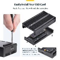 StarTech.com USB4 M.2 NVMe Enclosure, 40Gbps, External USB-C/Thunderbolt NVMe SSD Enclosure, Aluminum Heatsink Case, B+M/M-Key, SSD enclosure, M.2, PCI Express, 40 Gbit/s, USB connectivity, Black