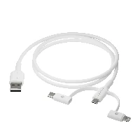dbramante1928 re-charge - 3in1 CableUSB A to USB-A,C & Lightn-W, 1 m, USB A, USB C/Micro USB-A/Lightning, White