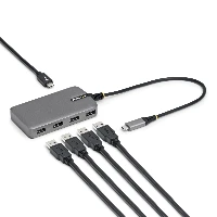 StarTech.com 4-Port USB-C Hub, 5Gbps, Bus Powered, USB C to 4x USB-A Hub with USB-C Auxiliary Power Input, 1ft/30cm Host Cable, Portable Desktop/Laptop USB Hub, USB 3.2 Gen 1 (3.1 Gen 1) Type-C, 5000 Mbit/s, Grey, Plastic, 0.3 m, USB
