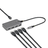 StarTech.com 4-Port USB-C Hub, 5Gbps, Bus Powered, USB C to 4x USB-A Hub with USB-C Auxiliary Power Input, 1ft/30cm Host Cable, Portable Desktop/Laptop USB Hub, USB 3.2 Gen 1 (3.1 Gen 1) Type-C, 5000 Mbit/s, Grey, Plastic, 0.3 m, USB