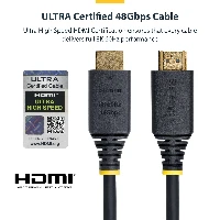 StarTech.com HDMI21-CBL-8K60-4M, 4 m, HDMI Type A (Standard), HDMI Type A (Standard), 48 Gbit/s, Audio Return Channel (ARC), Black