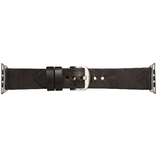 dbramante1928 Bornholm - Watch Strap 44mm - Dark Brown/Silver, Strap, Smartwatch, Brown, Apple, Apple Watch SE and Series 1-8, Leather