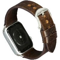 dbramante1928 Bornholm - Watch Strap 44mm - Dark Brown/Silver, Strap, Smartwatch, Brown, Apple, Apple Watch SE and Series 1-8, Leather