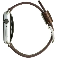 dbramante1928 Bornholm - Watch Strap 44mm - Dark Brown/Silver, Strap, Smartwatch, Brown, Apple, Apple Watch SE and Series 1-8, Leather