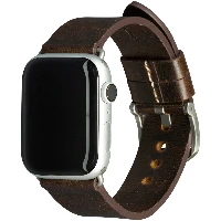 dbramante1928 Bornholm - Watch Strap 44mm - Dark Brown/Silver, Strap, Smartwatch, Brown, Apple, Apple Watch SE and Series 1-8, Leather