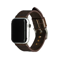 dbramante1928 Bornholm - Watch Strap 44mm - Dark Brown/Silver, Strap, Smartwatch, Brown, Apple, Apple Watch SE and Series 1-8, Leather