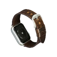 dbramante1928 Bornholm - Watch Strap 44mm - Dark Brown/Silver, Strap, Smartwatch, Brown, Apple, Apple Watch SE and Series 1-8, Leather
