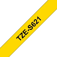 Brother TZe-S621 - Adesivo extra forte - nero su giallo - Rotolo (0,9 cm x 8 m) 1 cassetta(e) nastro laminato - per Brother PT-D210, D600, H110, H200, P-Touch PT-1880, E800, H107, P-Touch Cube Plus PT-P710