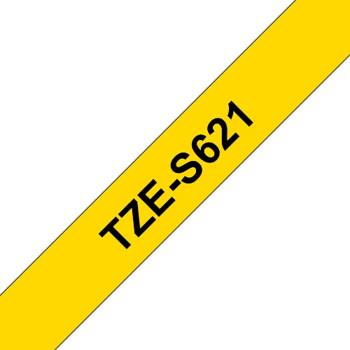 Brother TZe-S621 - Adesivo extra forte - nero su giallo - Rotolo (0,9 cm x 8 m) 1 cassetta(e) nastro laminato - per Brother PT-D210, D600, H110, H200, P-Touch PT-1880, E800, H107, P-Touch Cube Plus PT-P710
