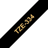 Brother TZe-334 - Adesivo standard - oro su nero - Rotolo (1,2 cm x 8 m) 1 cassetta(e) nastro laminato - per Brother PT-D210, D600, H110, P-Touch PT-1005, 1880, E800, H110, P-Touch Cube Plus PT-P710