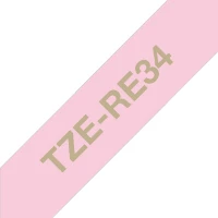 Brother TZe-RE34 - Dorato su rosa - Rotolo (1,2 cm x 4 m) 1 cassetta(e) Nastro - per Brother PT-D600, H110, P-Touch PT-D450, P-Touch Cube PT-P300, P-Touch Embellish PT-D215