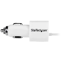 StarTech.com Caricatore accendisigari da auto a doppia presa con cavo Micro-USB piu porta USB - Alta potenza ( 21 Watt / 4.2A ) - Bianco - Adattatore alimentazione per auto - 21 Watt - 4.2 A - 2 connettori di uscita (USB, Micro-USB Tipo B) - sul cavo Mic