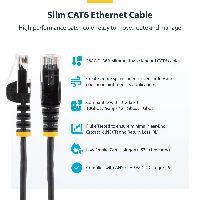 StarTech.com 3 m CAT6 Cable - Slim - Snagless RJ45 Connectors - Black, 3 m, Cat6, U/UTP (UTP), RJ-45, RJ-45