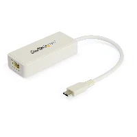 StarTech.com USB C to Gigabit Ethernet Adapter w/USB A Port - White 1Gbps NIC USB 3.0/USB 3.1 Type C Network Adapter - 1GbE USB-C RJ45/LAN TB3 Compatible Windows MacBook Pro Chromebook, Wired, USB Type-C, Ethernet, 5000 Mbit/s, White