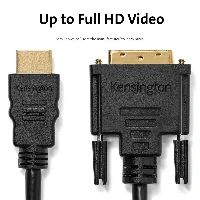 Kensington HDMI (M) to DVI-D (M) passive bi-directional cable, 1.8m (6ft), 1.8 m, HDMI Type A (Standard), DVI-D, Male, Male, Straight