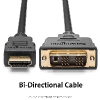 Kensington HDMI (M) to DVI-D (M) passive bi-directional cable, 1.8m (6ft), 1.8 m, HDMI Type A (Standard), DVI-D, Male, Male, Straight