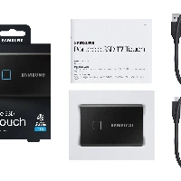 Samsung Portable SSD T7 Touch 2TB - Black, 2000 GB, USB Type-C, 3.2 Gen 2 (3.1 Gen 2), 1050 MB/s, Password protection, Black