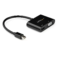 StarTech.com Mini DisplayPort to HDMI VGA Adapter - mDP 1.2 HBR2 to HDMI 2.0 (4K 60Hz) or VGA 1080p Video Converter Dongle - Mini DP to HDMI or VGA Monitor - Thunderbolt 2 Compatible, Mini DisplayPort, HDMI + VGA (D-Sub), Male, Male, Straight, Straight