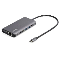 StarTech.com USB C Multiport Adapter - USB-C Mini Travel Dock w/ 4K HDMI or 1080p VGA - 3x USB 3.0 Hub, SD, GbE, Audio, 100W PD Pass-Through - Portable Docking Station for Laptop/Tablet, Wired, USB 3.2 Gen 1 (3.1 Gen 1) Type-C, 100 W, 10,100,1000 Mbit/s, Black, Grey, SD, SDHC, SDXC