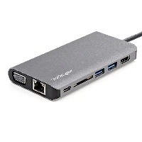 StarTech.com USB C Multiport Adapter - USB-C Mini Travel Dock w/ 4K HDMI or 1080p VGA - 3x USB 3.0 Hub, SD, GbE, Audio, 100W PD Pass-Through - Portable Docking Station for Laptop/Tablet, Wired, USB 3.2 Gen 1 (3.1 Gen 1) Type-C, 100 W, 10,100,1000 Mbit/s, Black, Grey, SD, SDHC, SDXC