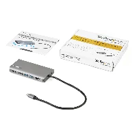 StarTech.com USB C Multiport Adapter - USB-C Mini Travel Dock w/ 4K HDMI or 1080p VGA - 3x USB 3.0 Hub, SD, GbE, Audio, 100W PD Pass-Through - Portable Docking Station for Laptop/Tablet, Wired, USB 3.2 Gen 1 (3.1 Gen 1) Type-C, 100 W, 10,100,1000 Mbit/s, Black, Grey, SD, SDHC, SDXC