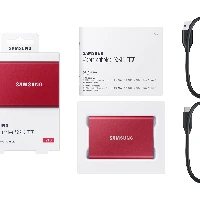 Samsung Portable SSD T7, 2000 GB, USB Type-C, 3.2 Gen 2 (3.1 Gen 2), 1050 MB/s, Password protection, Red