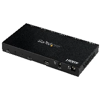StarTech.com 2-Port HDMI Splitter (1x2) - 4K 60Hz UHD HDMI 2.0 Audio Video Splitter w/ Scaler & Audio Extractor (3.5mm/SPDIF) - Dual HDMI Splitter (1-In 2-Out) - EDID Copy - TV/Projector, Black, Metal, 1280 x 720 (HD 720), 1920 x 1080 (HD 1080), 3840 x 2160, 60 Hz, 2.0b, 3.5 mm