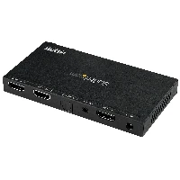 StarTech.com 2-Port HDMI Splitter (1x2) - 4K 60Hz UHD HDMI 2.0 Audio Video Splitter w/ Scaler & Audio Extractor (3.5mm/SPDIF) - Dual HDMI Splitter (1-In 2-Out) - EDID Copy - TV/Projector, Black, Metal, 1280 x 720 (HD 720), 1920 x 1080 (HD 1080), 3840 x 2160, 60 Hz, 2.0b, 3.5 mm