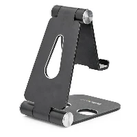 StarTech.com Phone and Tablet Stand - Foldable Universal Mobile Device Holder for Smartphones & Tablets - Adjustable Multi-Angle Ergonomic Cell Phone Stand for Desk - Portable - Black, Mobile phone/Smartphone, Tablet/UMPC, Passive holder, Universal, Black