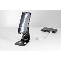 StarTech.com Phone and Tablet Stand - Foldable Universal Mobile Device Holder for Smartphones & Tablets - Adjustable Multi-Angle Ergonomic Cell Phone Stand for Desk - Portable - Black, Mobile phone/Smartphone, Tablet/UMPC, Passive holder, Universal, Black