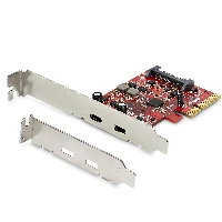 StarTech.com 2-port 10Gbps USB C PCIe Card - USB 3.1 Gen 2 Type-C PCI Express Host Controller Add-On Card - Expansion Card - USB 3.2 Gen 2x1 PCIe Adapter 15W/port - Windows, macOS, Linux, PCIe, USB 3.2 Gen 1 (3.1 Gen 1), Full-height / Low-profile, PCIe 3.0, Red, CE, FCC, REACH