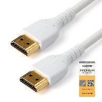 StarTech.com 6ft (2m) Premium Certified HDMI 2.0 Cable with Ethernet - Durable High Speed UHD 4K 60Hz HDR - Rugged M/M HDMI Cord with Aramid Fiber - TPE - Ultra HD Monitors, TVs & Displays, 2 m, HDMI Type A (Standard), HDMI Type A (Standard), Audio Return Channel (ARC), White