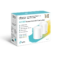 Deco X20 2-pack, AX1800 Whole Home Mesh Wi-Fi 6 System TP-Link Deco X20 (2-pack). Product colour White, Product type Tabletop router, Transmit power FCC <30 dBm, CE <20 dBm (2.4 GHz), <23 dBm (5 GHz). Wi-Fi band Dual-band (2.4 GHz / 5 GHz), Top Wi-Fi standard Wi-Fi 5 (802.11ac), Wi-Fi standards 802.11a, 802.11b, 802.11g, Wi-Fi 4 (802.11n), Wi-Fi 5 (802.11ac), Wi-Fi 6 (802.11ax). Mobile network generation 4G. Firewall security SPI. Width 110 mm, Depth 110 mm, Height 114 mm  <b>