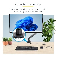StarTech.com Desk Mount Monitor Arm with 2x USB 3.0 ports, Slim Full Motion Adjustable Single Monitor VESA Mount up to 17.6lbs (8kg) Display, Ergonomic Articulating Arm, Desk Clamp/Grommet - One-touch Adjustment (ARMSLIM2USB3) - Kit montaggio (braccio sno