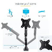 StarTech.com Desk Mount Monitor Arm with 2x USB 3.0 ports, Slim Full Motion Adjustable Single Monitor VESA Mount up to 17.6lbs (8kg) Display, Ergonomic Articulating Arm, Desk Clamp/Grommet - One-touch Adjustment (ARMSLIM2USB3) - Kit montaggio (braccio sno